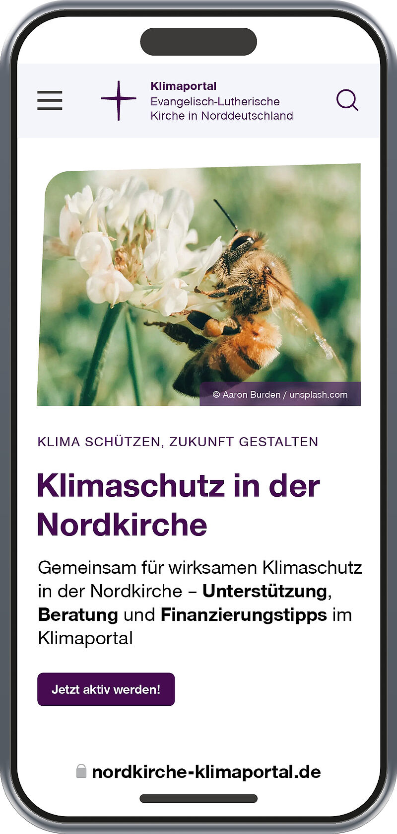 Ansicht der Startseite des Klimaportals auf dem Handy
